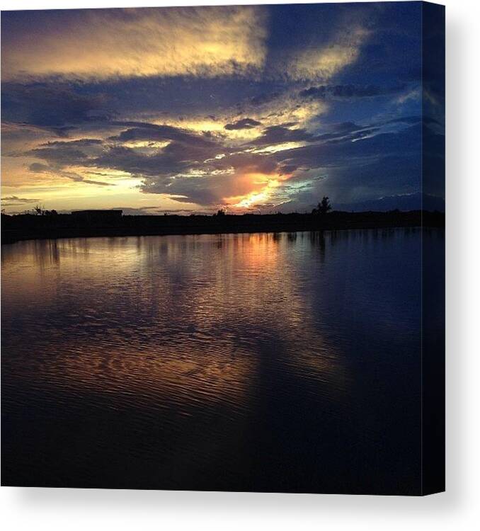 Beautiful Canvas Print featuring the photograph #sunset #florida #lake #nofilter by Melissa Garcia