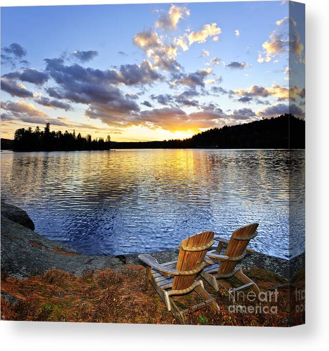 Lake Canvas Print featuring the photograph Sunset in Algonquin Park by Elena Elisseeva