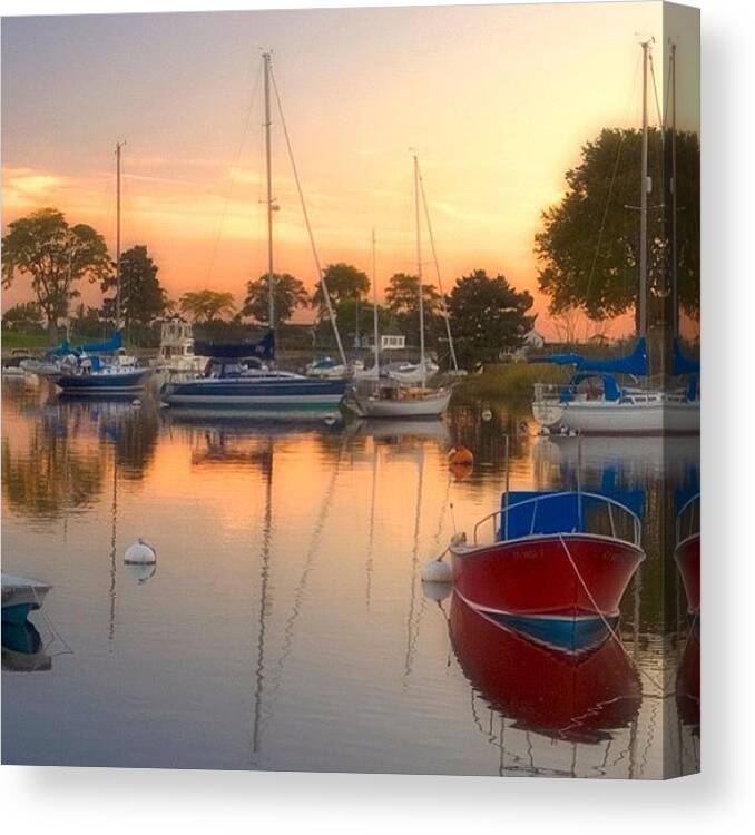 Sailing Canvas Print featuring the photograph Sunset In Southport Ct.
#southport #ct by Joann Vitali