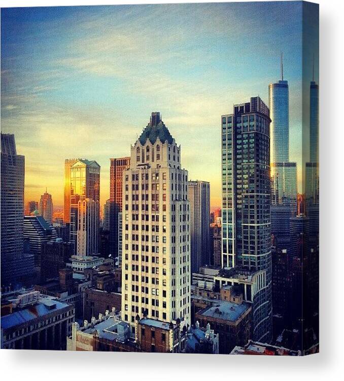 Chicago Canvas Print featuring the photograph Sunset by Jill Tuinier