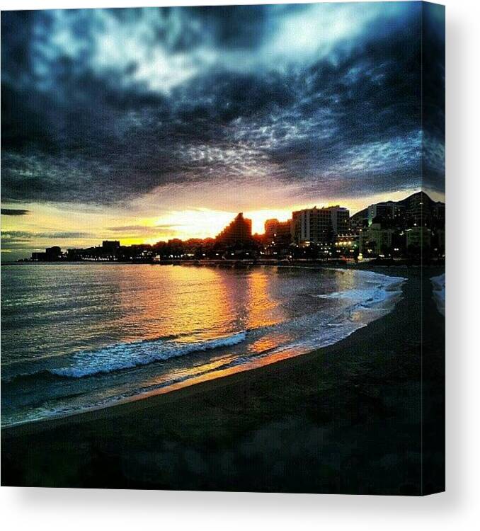 Benalmádena Canvas Print featuring the photograph #sunset On The Beach In #benalmádena by Alistair Ford