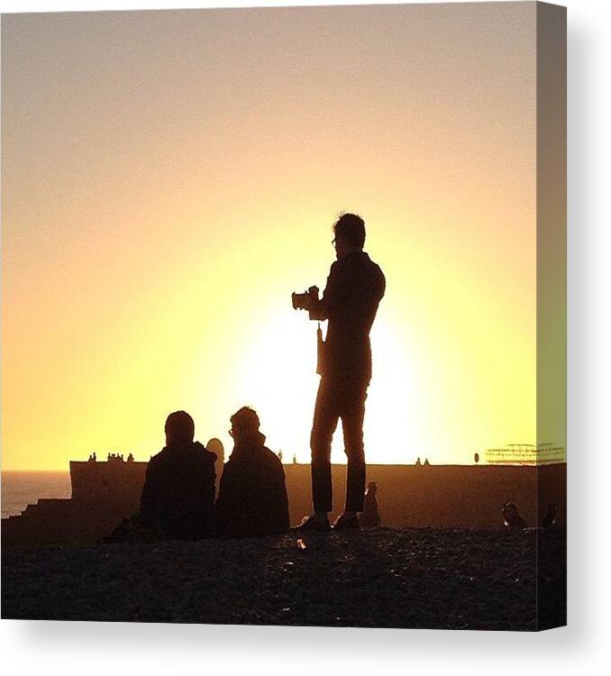 Summer Canvas Print featuring the photograph Sunset Photographer On Brighton Beach by Marc Gascoigne
