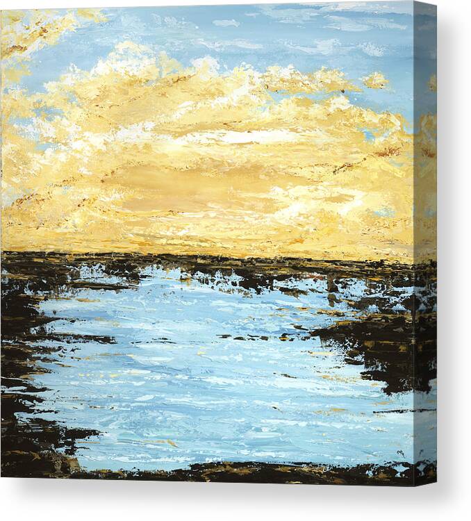 Ocean Canvas Print featuring the painting Sunset Plunge by Tamara Nelson