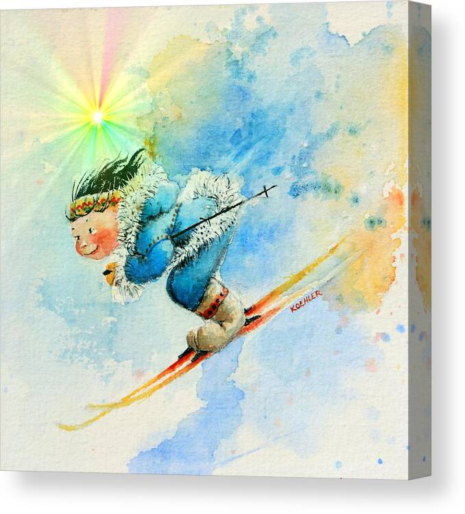 Skier Canvas Print featuring the painting SuperG Speed by Hanne Lore Koehler