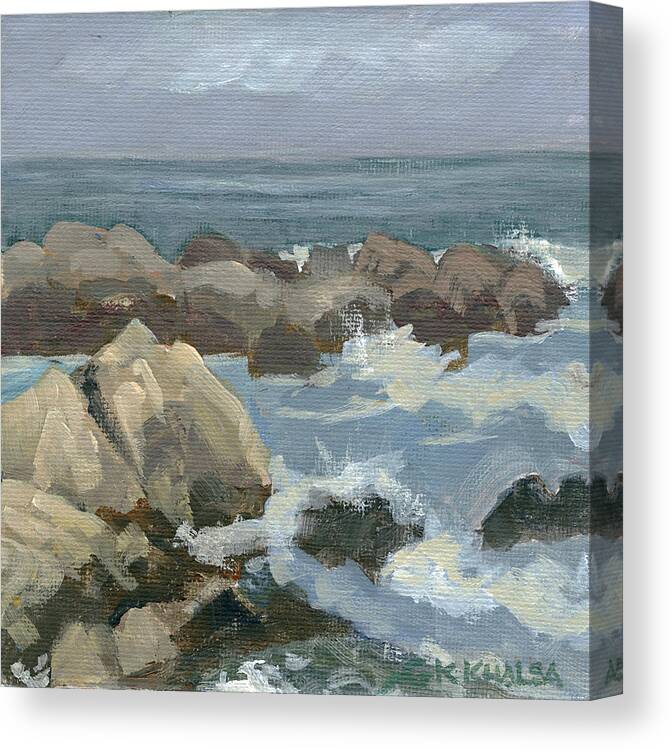 Monterey Canvas Print featuring the painting Surf at Asilomar Beach by Gurukirn Khalsa