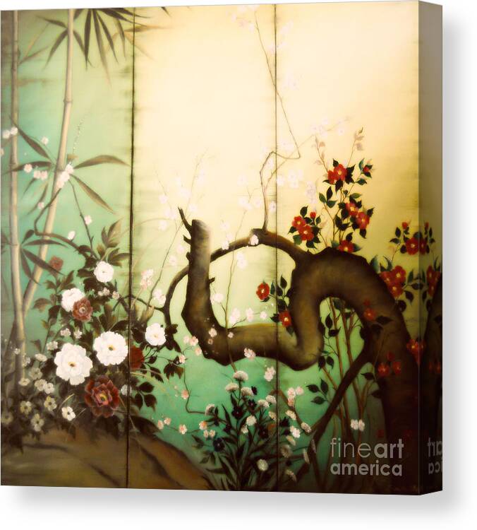 Garden Canvas Print featuring the painting Sunshine in the garden by Sorin Apostolescu