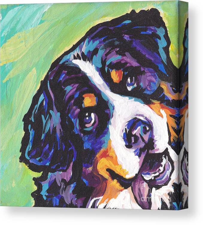 Bernese Mountain Dog Canvas Print featuring the painting Sweet Berner by Lea S