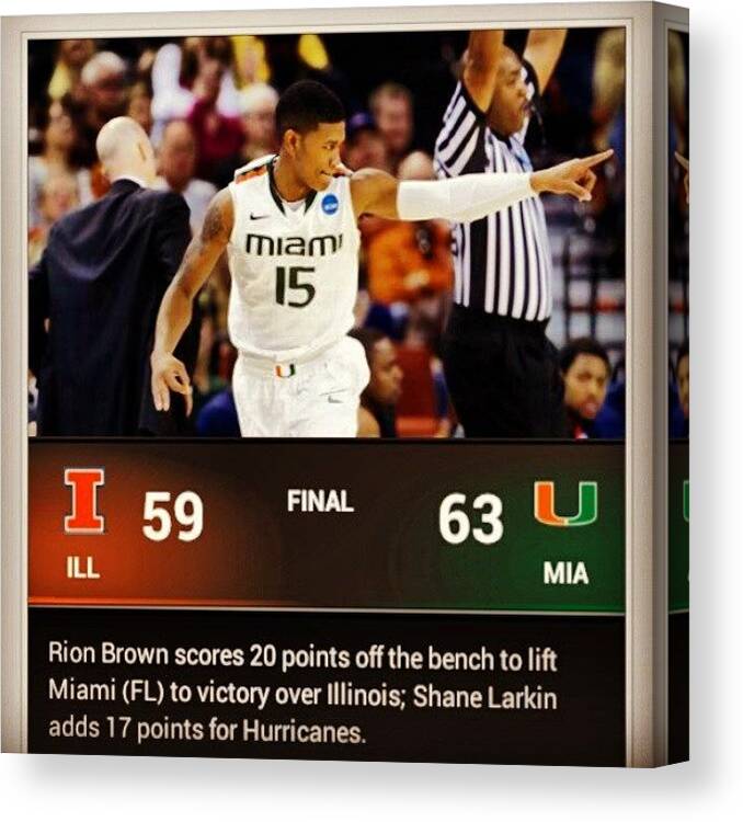 Basketball Canvas Print featuring the photograph Sweetsixteen @umiamihurricanes #ncaa by Nick Matthis