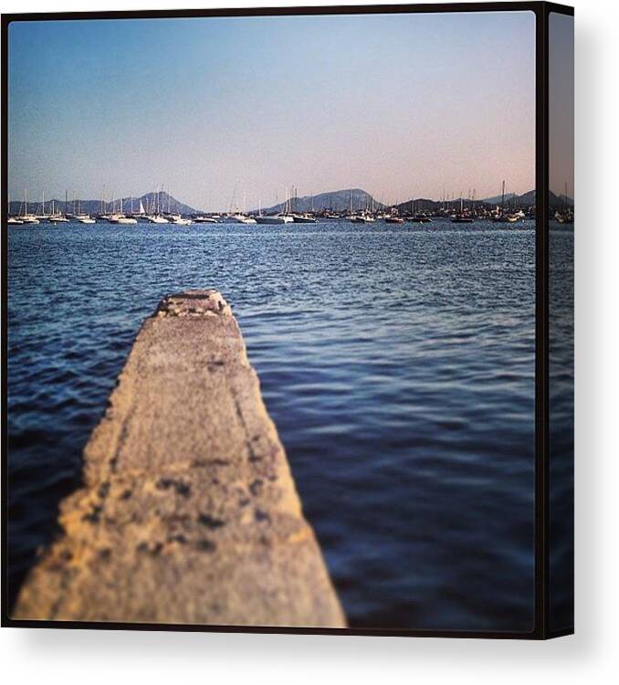 Swim Canvas Print featuring the photograph #swim Off The #dock. The Large Bays Of by Balearic Discovery