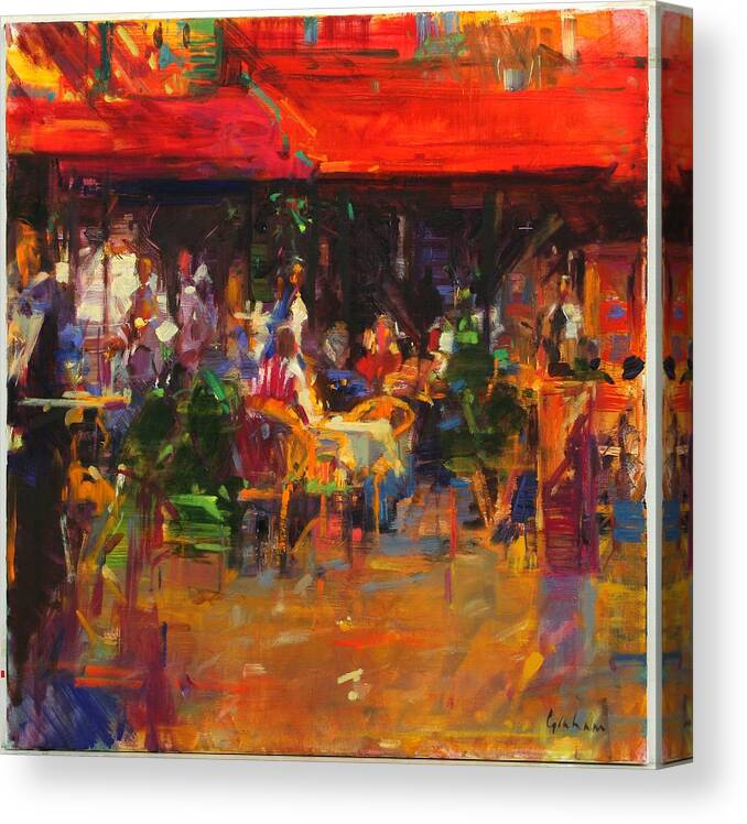 Cafe Canvas Print featuring the photograph Table At Villefranche Oil On Canvas by Peter Graham