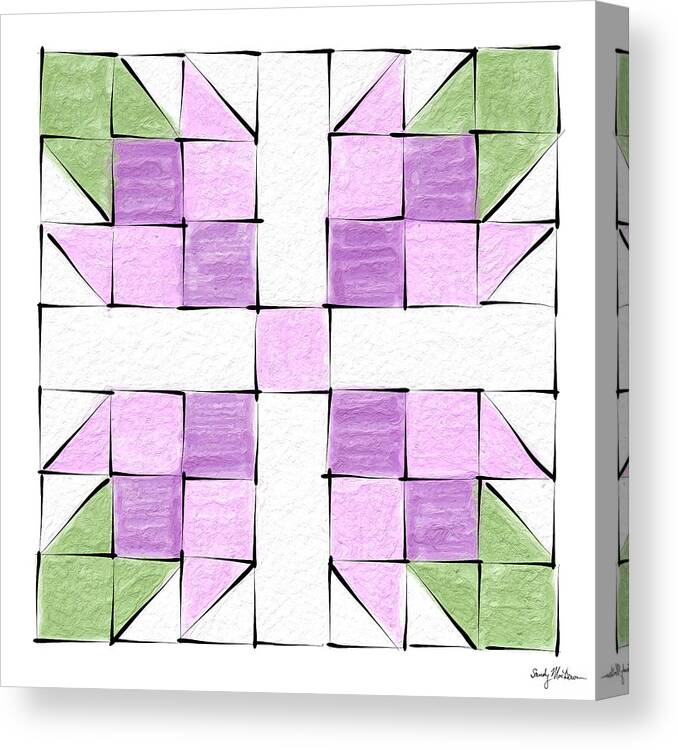 Tea Canvas Print featuring the painting Tea Rose Quilt Block by Sandy MacGowan