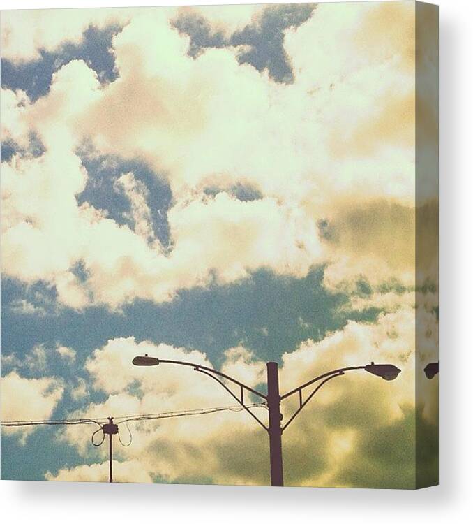 W40 Canvas Print featuring the photograph Tethered #streetlights #wires #clouds by Red Jersey
