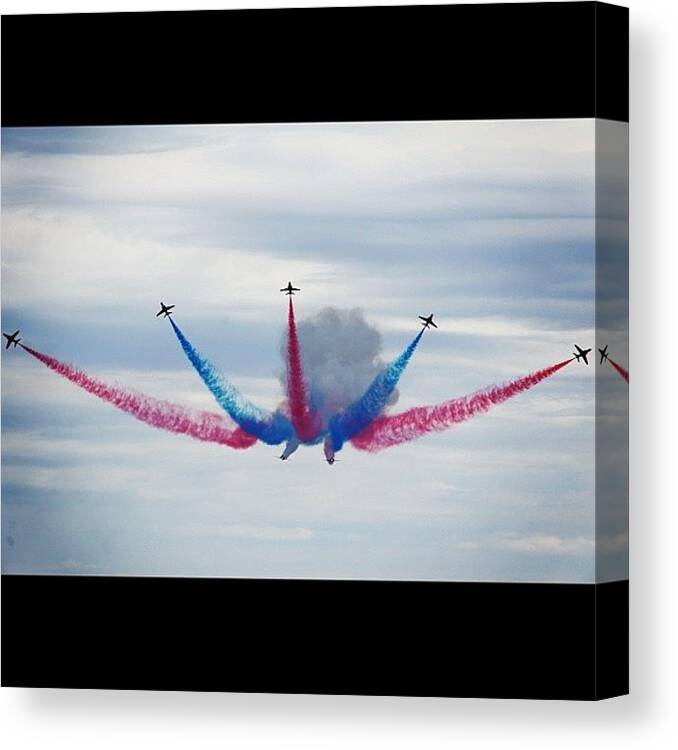 Red Canvas Print featuring the photograph The 7 Red Arrows by Michael Edwards
