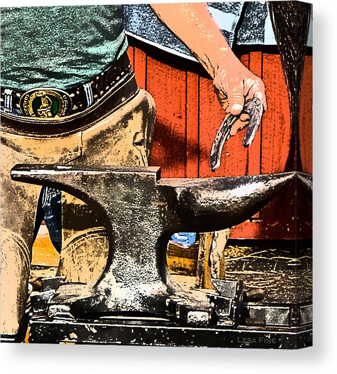Anvil Canvas Print featuring the photograph The Anvil and the Horseshoe Art by Lesa Fine