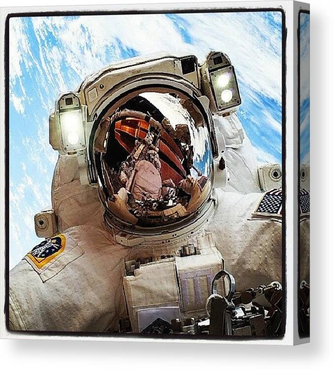 Tagstagram Canvas Print featuring the photograph The Best #selfie Ever By Mike Hopkins by Peter Galazka