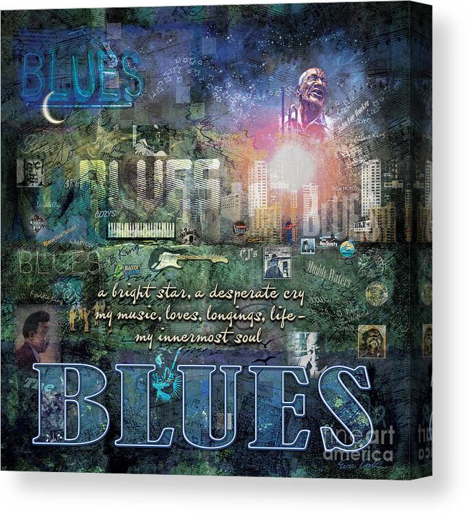 Blues Canvas Print featuring the digital art The Blues by Evie Cook