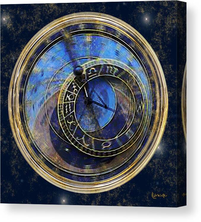 Clock Canvas Print featuring the painting The Carousel of Time by RC DeWinter