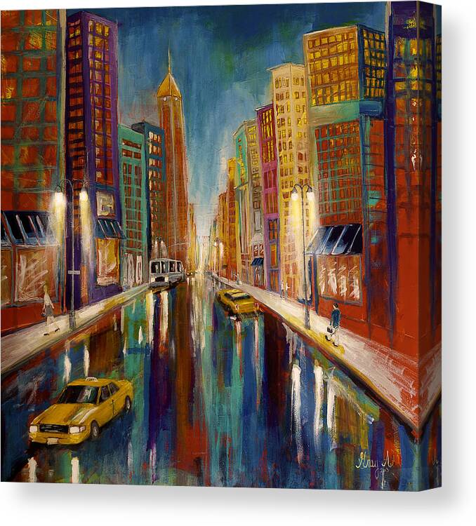 Spontaneous Realism Canvas Print featuring the painting The City by Gray Artus