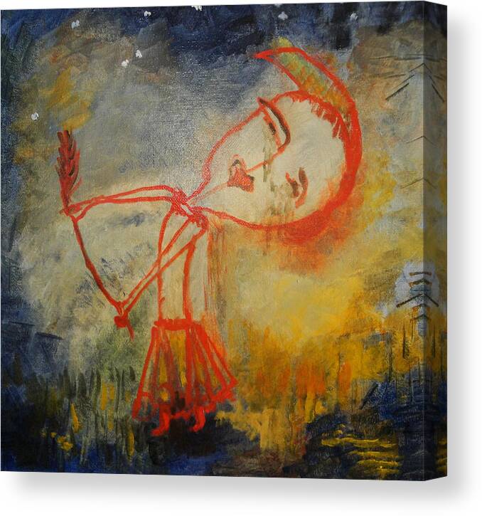 Stars Canvas Print featuring the painting The Dance of the Grieving Child by Gudrun Hirsche