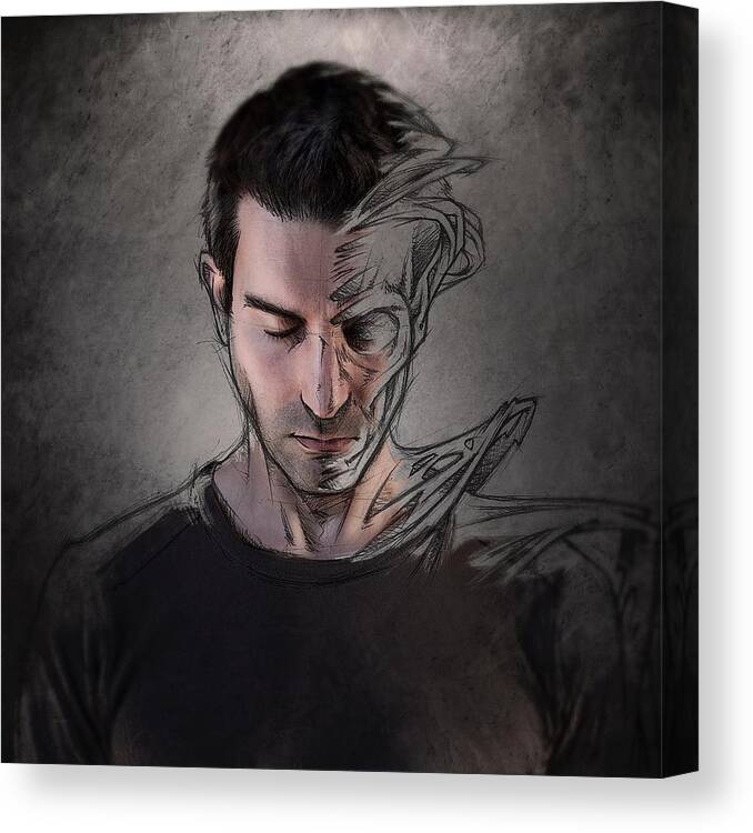 Self Canvas Print featuring the photograph The Dark Side Of The Sketch by Sebastien Del Grosso