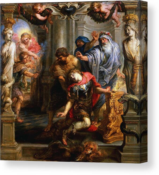 Peter Paul Rubens Canvas Print featuring the painting The Death of Achilles by Peter Paul Rubens