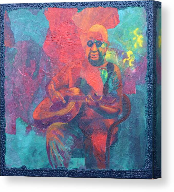 People Canvas Print featuring the painting The Guitar Player by Nancy Jolley