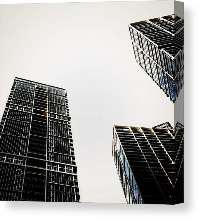 Bw_society_buildings Canvas Print featuring the photograph The Icon Bldg. Complex - Miami by Joel Lopez