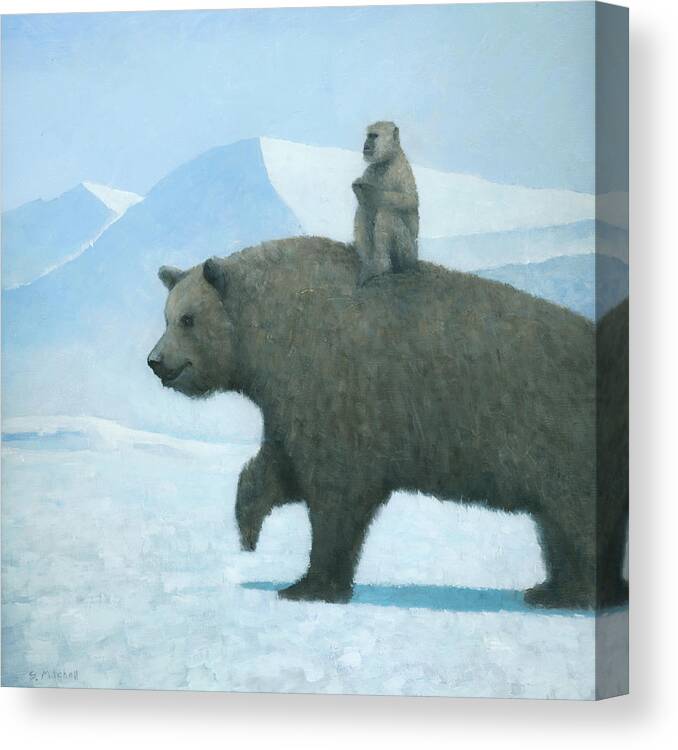 Bear And Monkey Canvas Print featuring the painting The Journey by Steve Mitchell