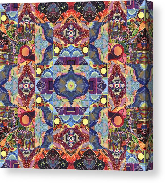 Abstract Canvas Print featuring the mixed media The Joy of Design Mandala Series Puzzle 1 Arrangement 1 by Helena Tiainen