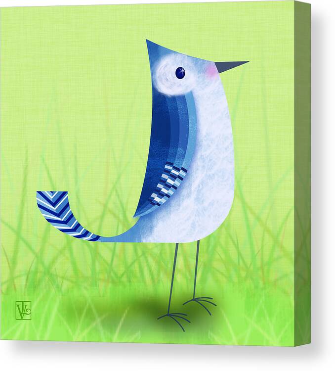 Bird Canvas Print featuring the digital art The Letter Blue J by Valerie Drake Lesiak