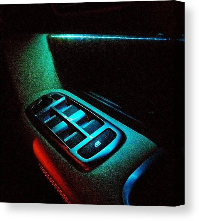 Blue Canvas Print featuring the photograph The Lit Up Switches Of Xf #jaguar #jag by Rachit Hirani