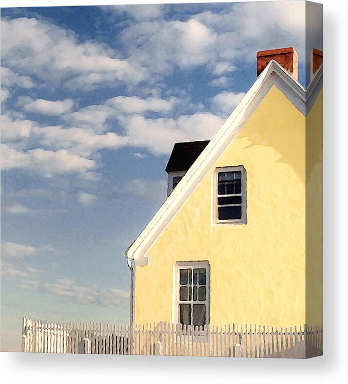 Sea Canvas Print featuring the photograph The Little Yellow House at the Seawall by Karen Lynch