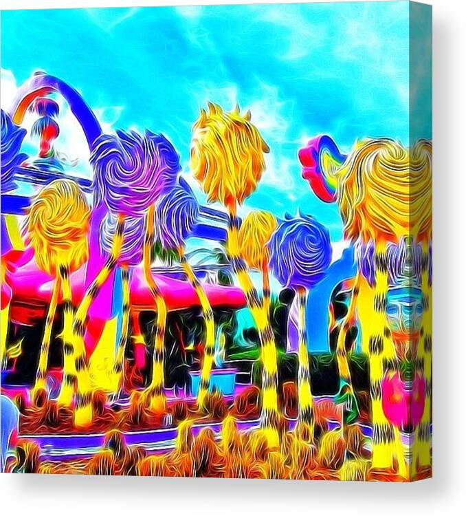 Deluxefx Canvas Print featuring the photograph The Lorax At Universal Studios In by Ann Jungblut