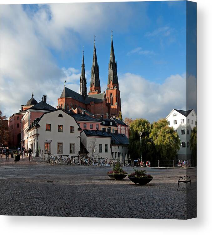 The Medieval Uppsala Canvas Print featuring the photograph The medieval Uppsala by Torbjorn Swenelius