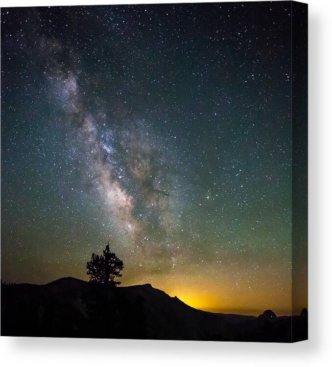 Milky Canvas Print featuring the photograph The Milky Way meets the Aspen Fire by Mike Lee