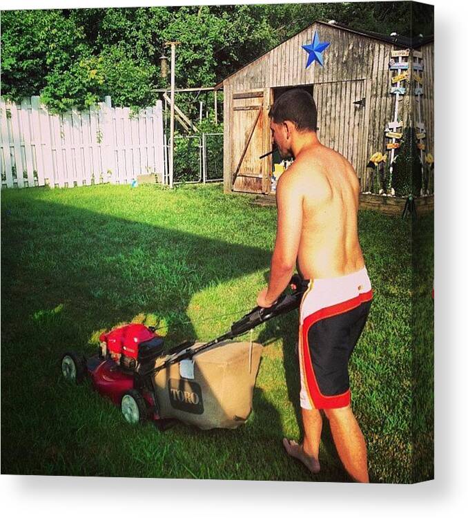 Bish Canvas Print featuring the photograph The Only @mark_zg Mowing My Lawn #bish by Brian C