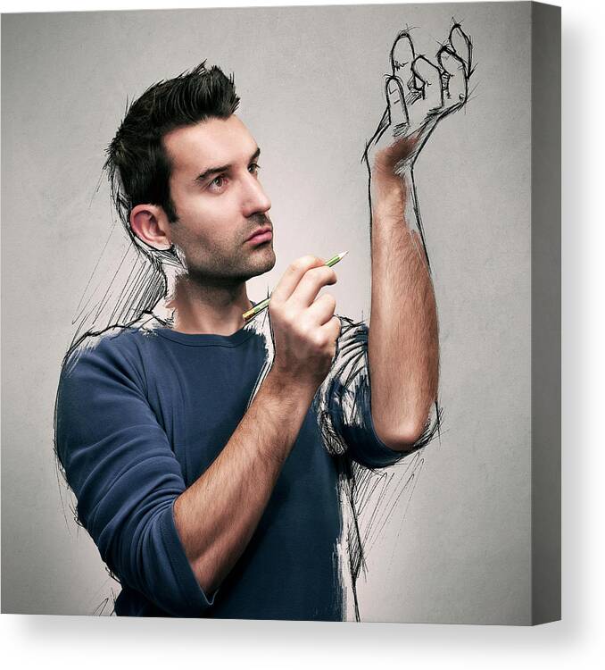 Creation Canvas Print featuring the photograph The Power Of The Sketch by Sebastien Del Grosso