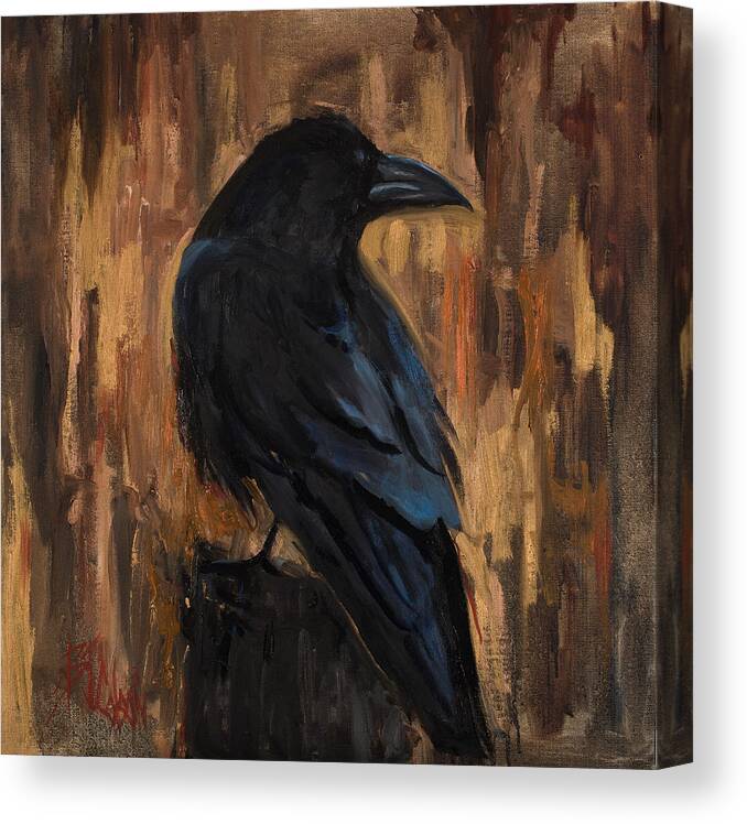 Raven Canvas Print featuring the painting The Raven by Billie Colson