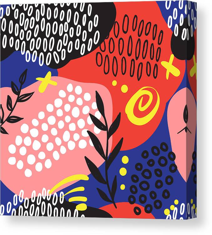 Art Canvas Print featuring the digital art The Seamless Colorful Pattern With by Ekaterina Bedoeva
