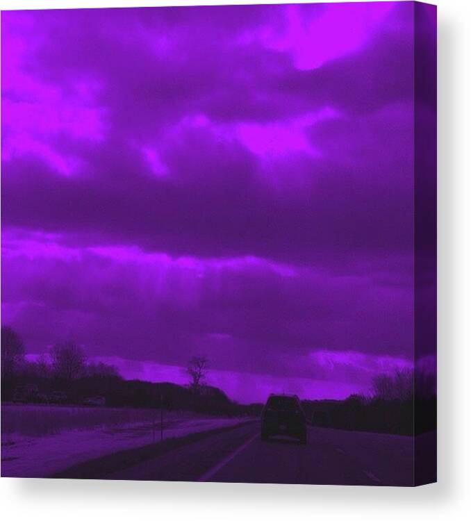 Icsunsetsandsky Canvas Print featuring the photograph the Sky Was All Purple, There Were by Lisa Pearlman