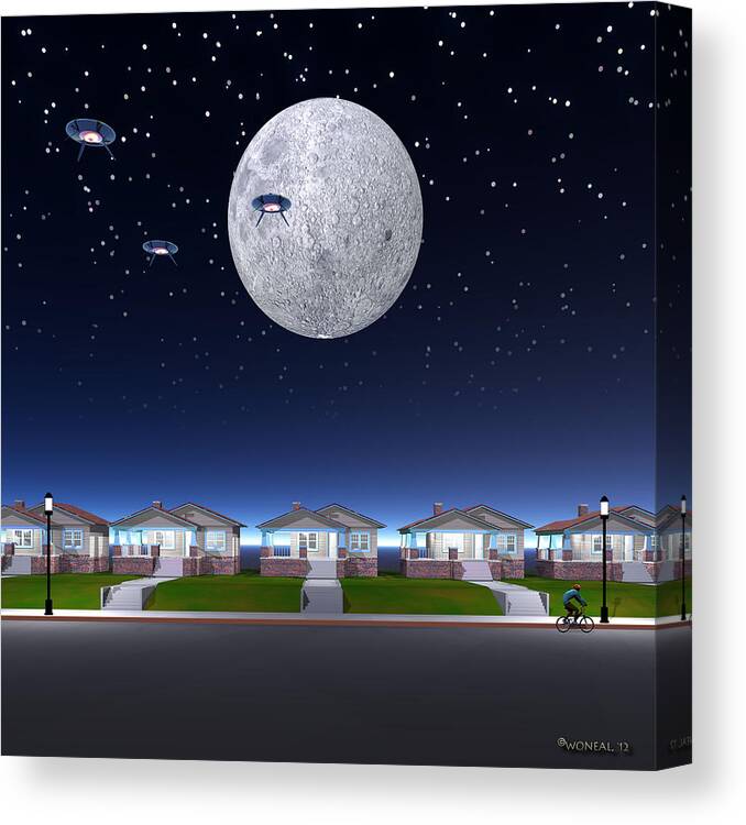 Sci-fi Canvas Print featuring the digital art The Visit by Walter Neal