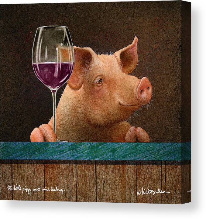 Will Bullas Canvas Print featuring the painting This Little Piggy Went Wine Tasting... by Will Bullas