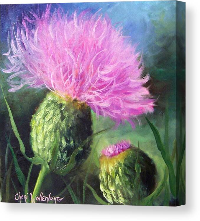 Thistle Canvas Print featuring the painting Thistle by Cheri Wollenberg