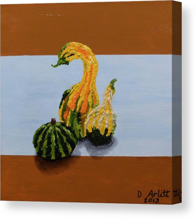 Gourds Canvas Print featuring the painting Three Amigos by Diane Arlitt