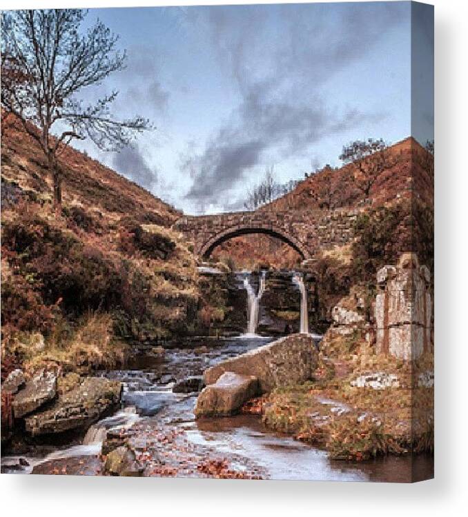 Beautiful Canvas Print featuring the photograph Three Shire Head Waterfall, Peak by Jenna Goodwin