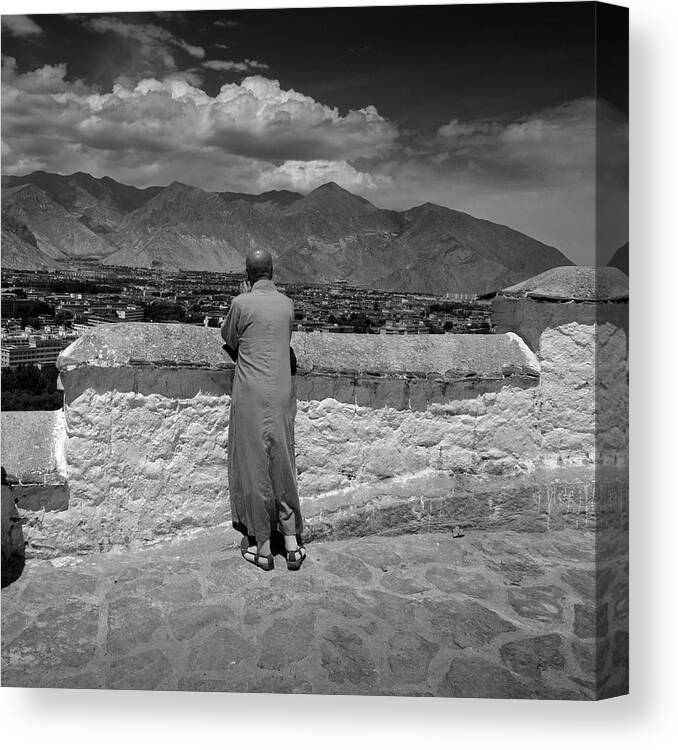 Chinese Culture Canvas Print featuring the photograph Tibetan Monk by By Ak Wong
