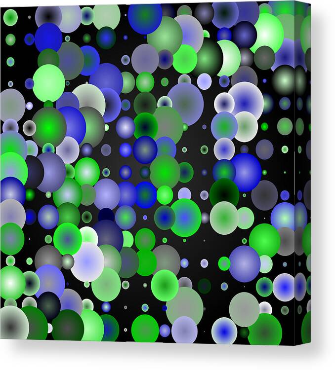 Abstract Digital Algorithm Rithmart Canvas Print featuring the digital art Tiles.blue-green.2.1 by Gareth Lewis