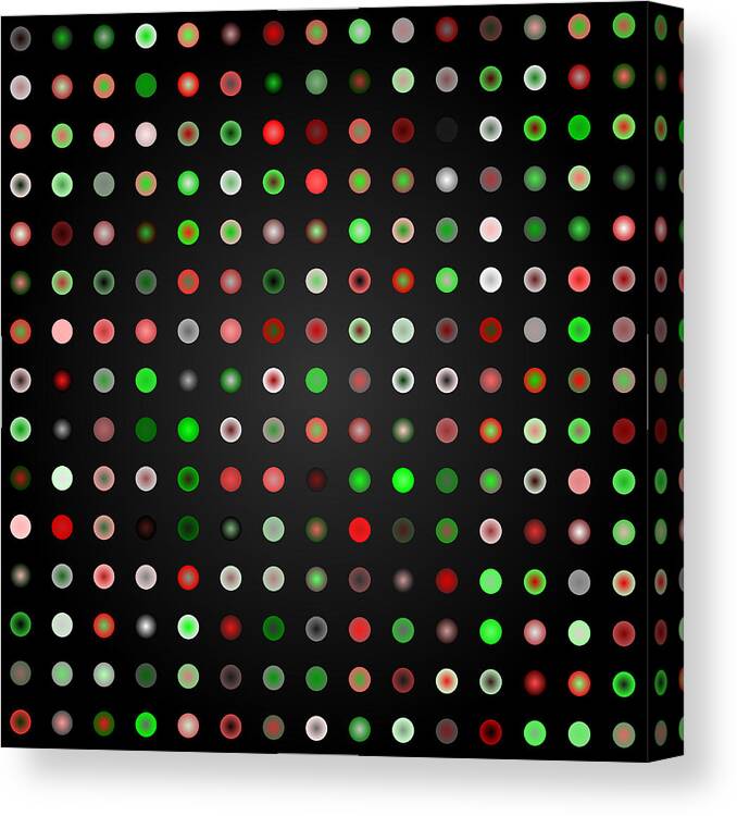 Abstract Digital Algorithm Rithmart Canvas Print featuring the digital art Tiles.red-green.1 by Gareth Lewis