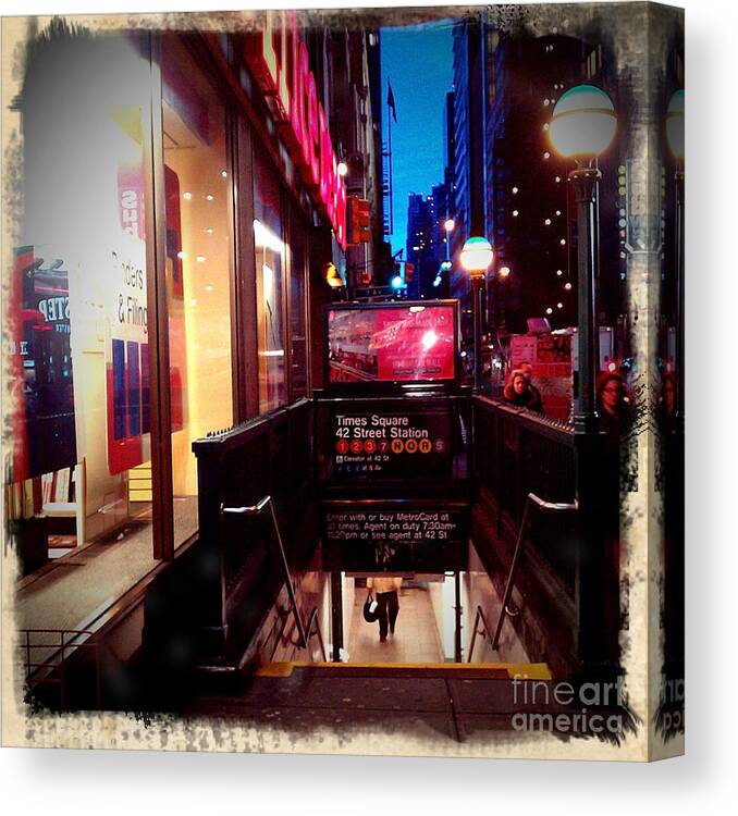 New York City Canvas Print featuring the photograph Times Square Station by James Aiken