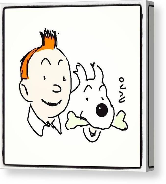 Draw Canvas Print featuring the photograph #tintinds #cartoon #caricatures #sketch by Nuno Marques